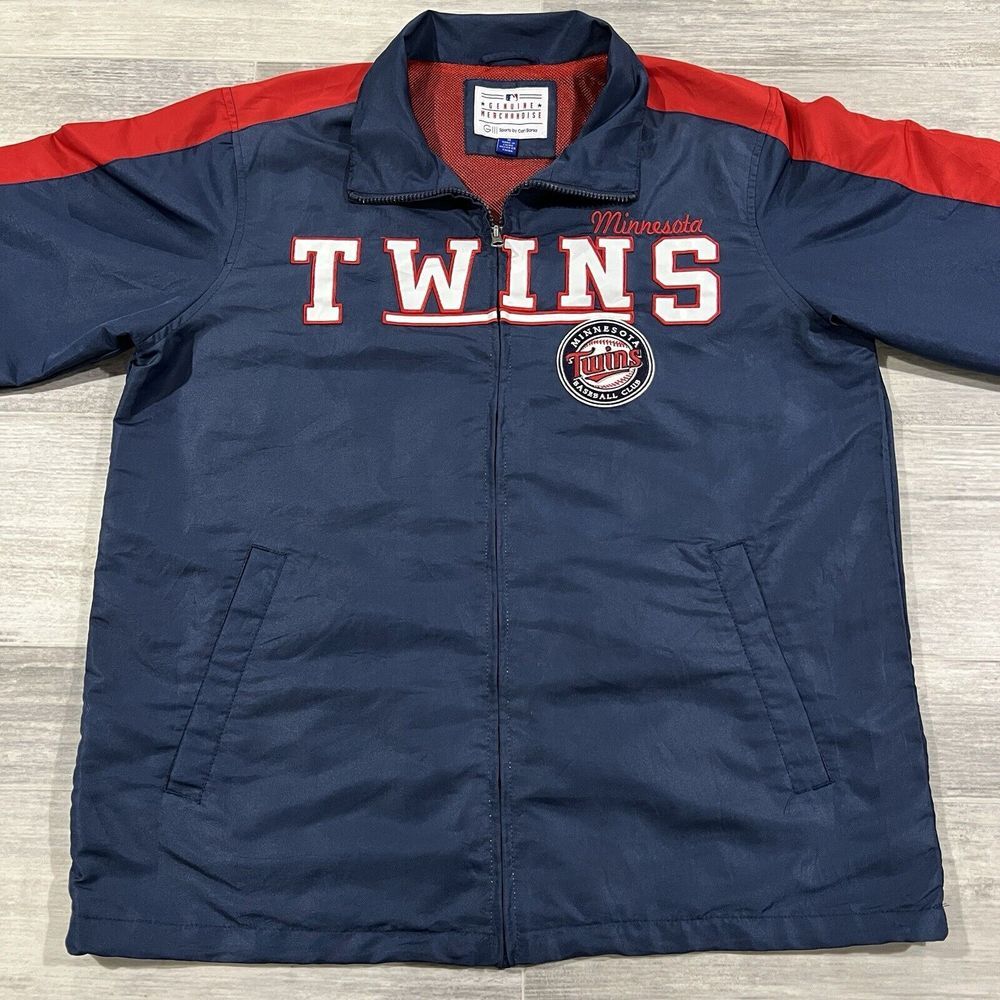 Minnesota Twins Windbreaker Men's Size Medium Blue Red Embroidered